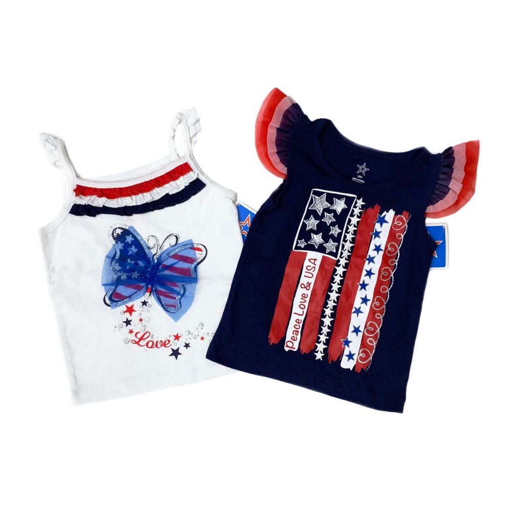 Set of Red, White & Blue Patriotic Baby Tank Tops